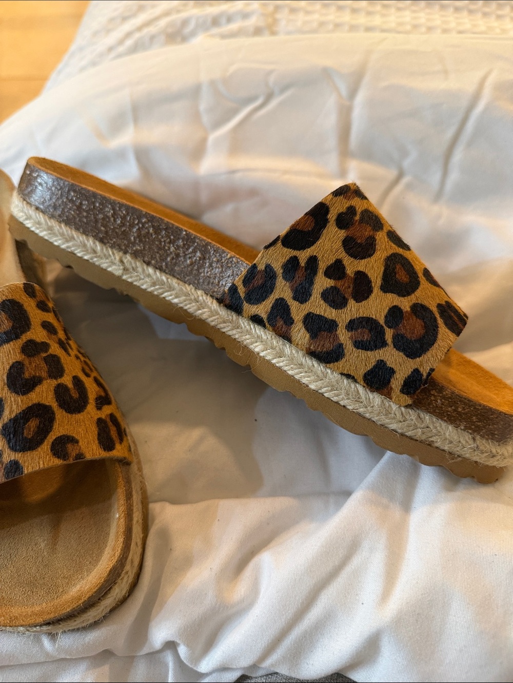 Leopard Print Slide Sandals - Brown Animal Print - Picture 2 of 3